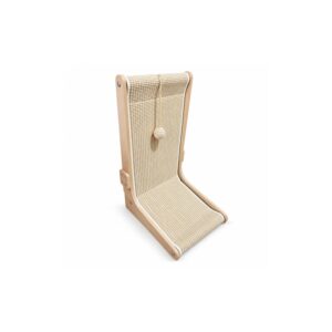 L-Shaped Cat Scratcher with Hanging Ball