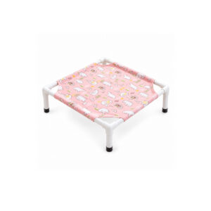 Pink Polar Bear Print Elevated Pet Bed