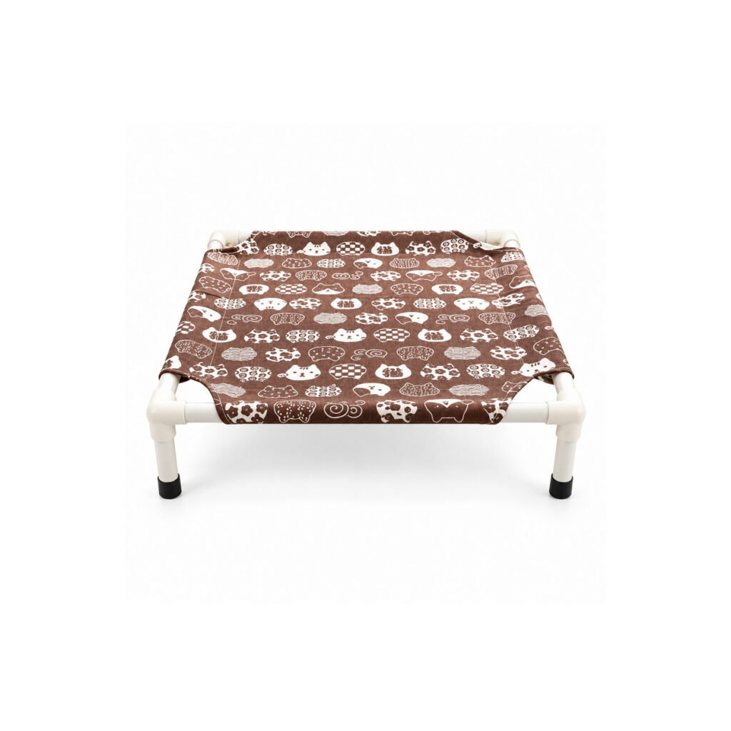 Coffee Cat Print Elevated Pet Bed