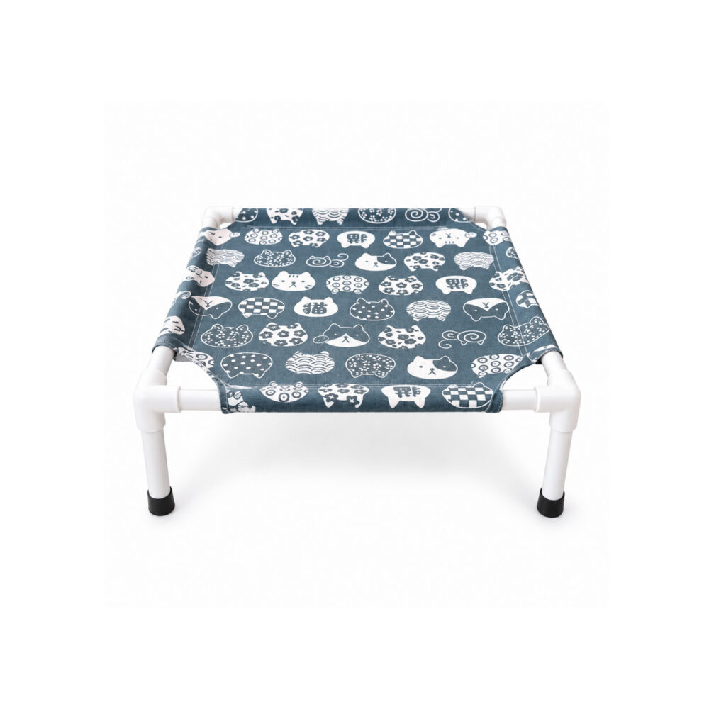 Blue Cat Print Elevated Pet Bed