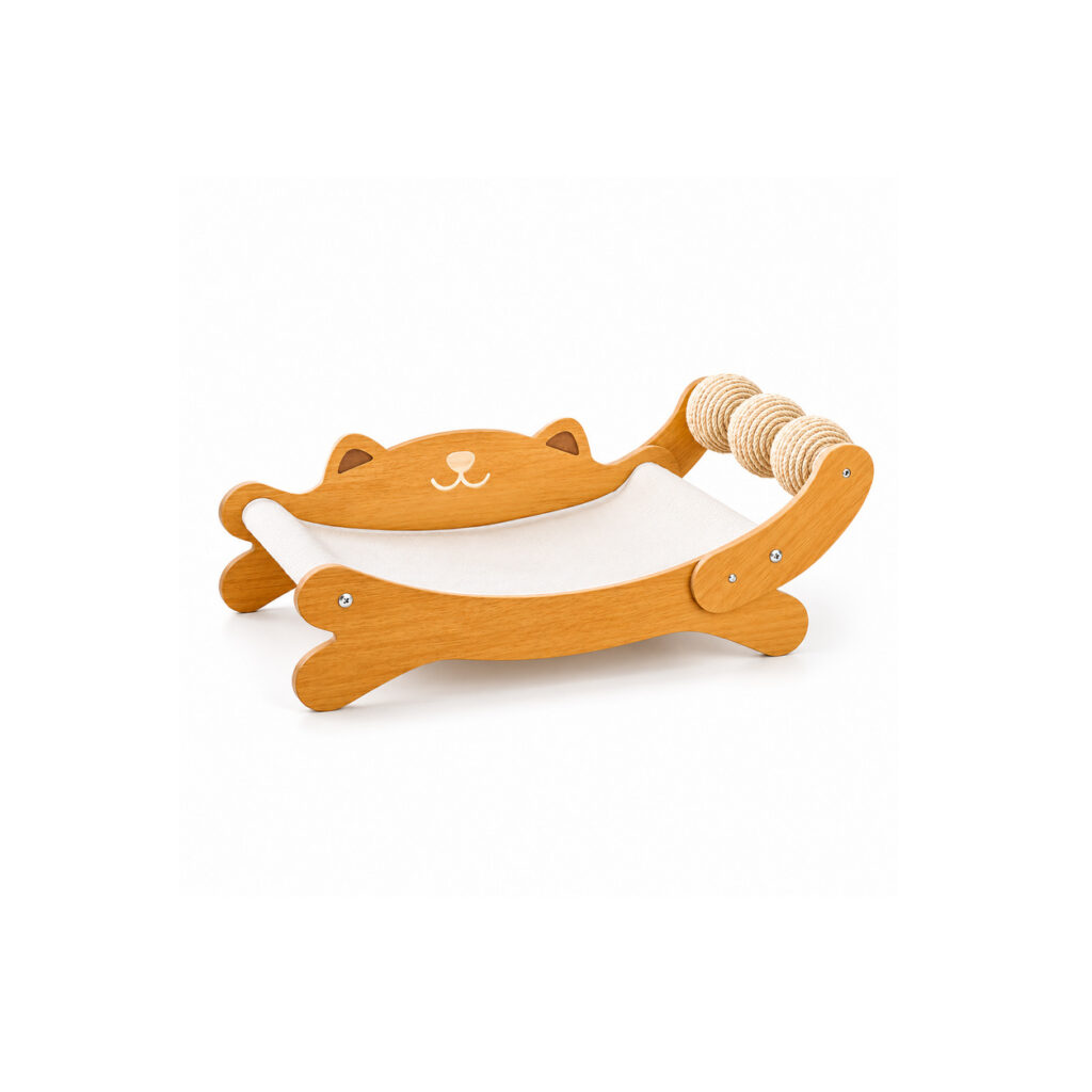 Cat-Face Scratching Lounger with Ball