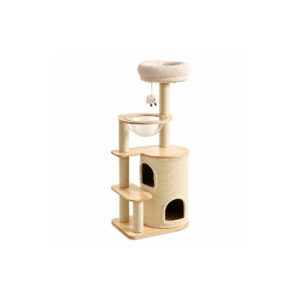 Cream Cat Tree with Enclosed Barrel N4