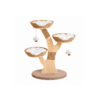 Wooden Cat Tree with Three Woven Baskets A08