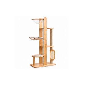 Tall Wooden Cat Tree with Side Scratching Panel E01
