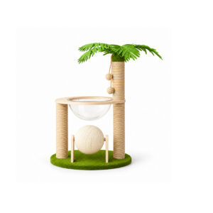Palm Tree Cat Stand with Clear Bowl