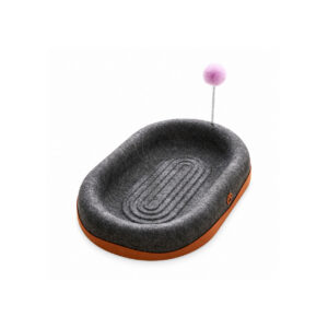 Black Oval Cat Scratching Bed with Wand Toy