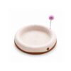 White Round Cat Scratching Bed with Wand Toy