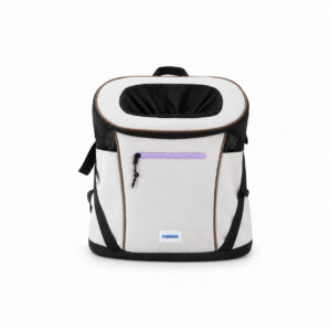 Gray Pet Carrier Backpack with Roll-Top Opening