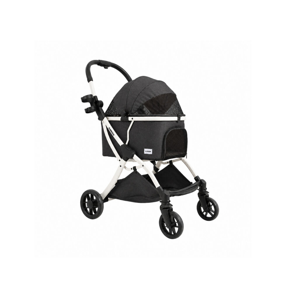 Compact Black Pet Stroller with Canopy